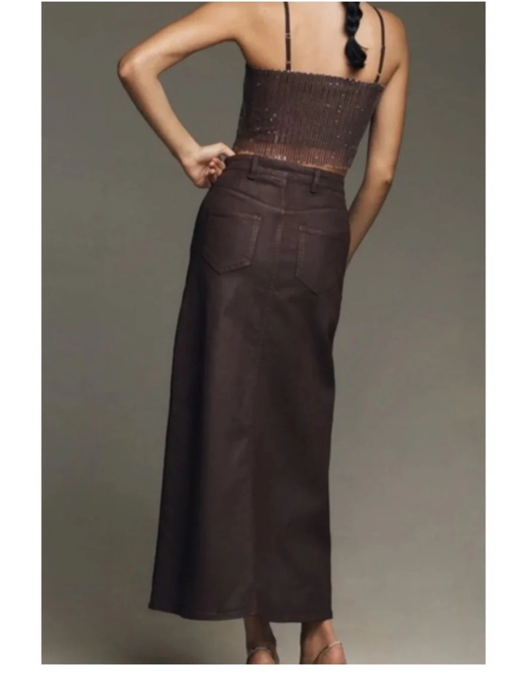 PILCRO faux leather maxi skirt size 6